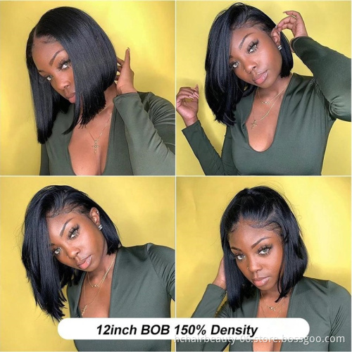 Hot Selling HD Swiss Lace Front Wig 100% Human Virgin Hair Brazilian Ombre Colored Wig Big Discount Swiss Curly Bob Wigs